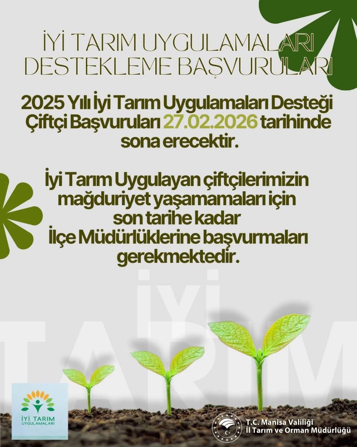 Çiftçilere Uyarı: İyi Tarım Destek Başvuruları İçin Son Gün 27 Şubat