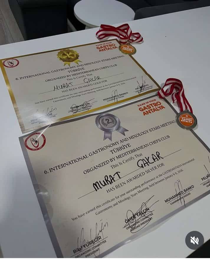 Manisalı Şef Murat Çakar’dan Gastro Antalya’da Çifte Madalya Başarısı