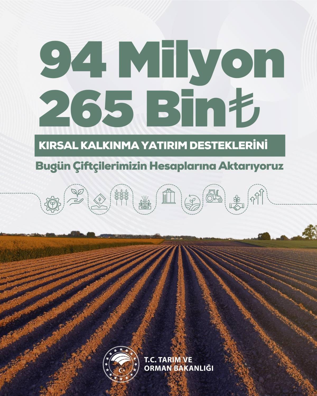 94 Milyon Liralık Kırsal Kalkınma Desteği Hesaplara Yatıyor