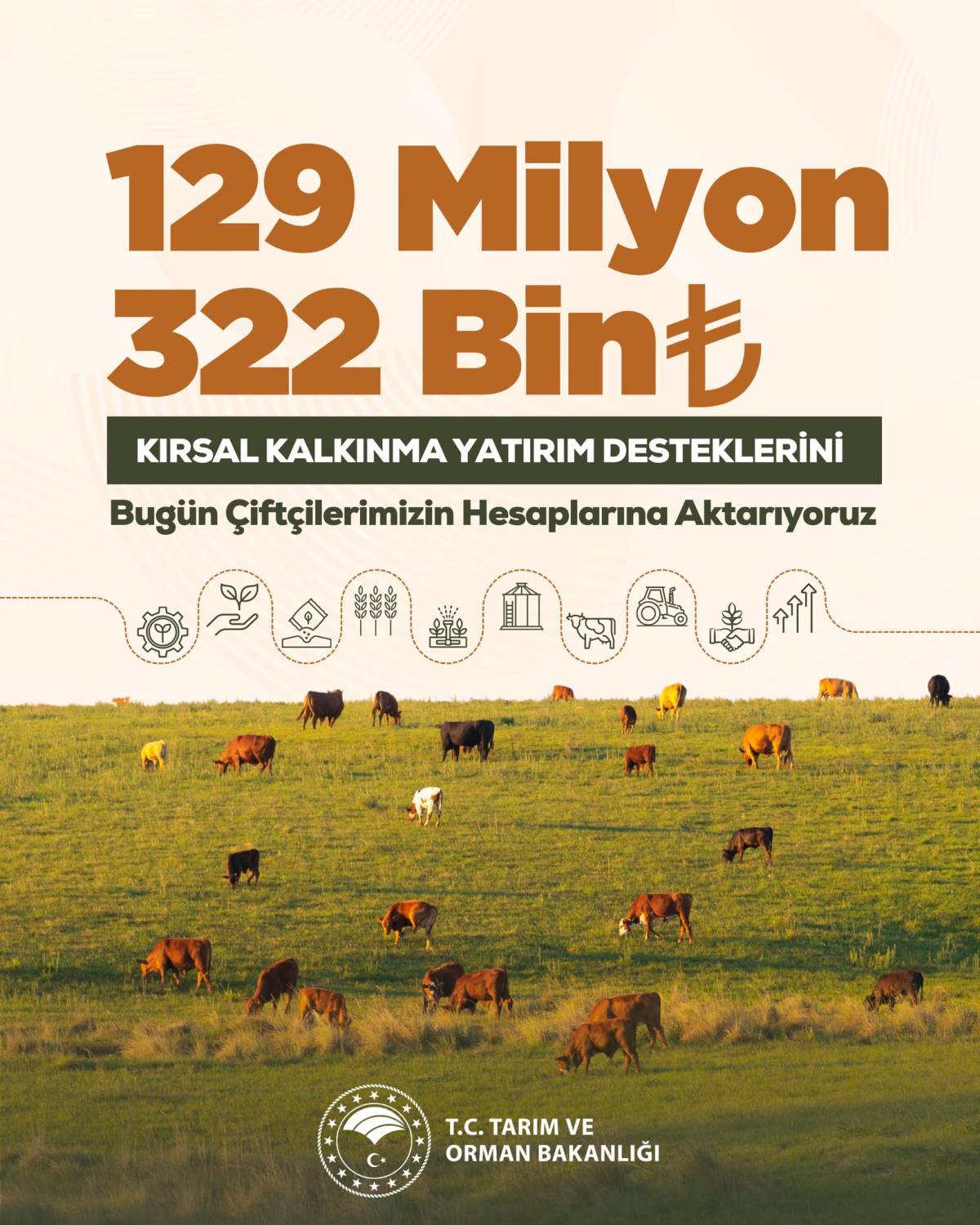 Tarım ve Orman Bakanlığı’ndan Çiftçilere 129 Milyon TL’lik Destek